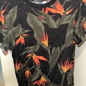 Divided Black and Orange Tropical Men's Tee